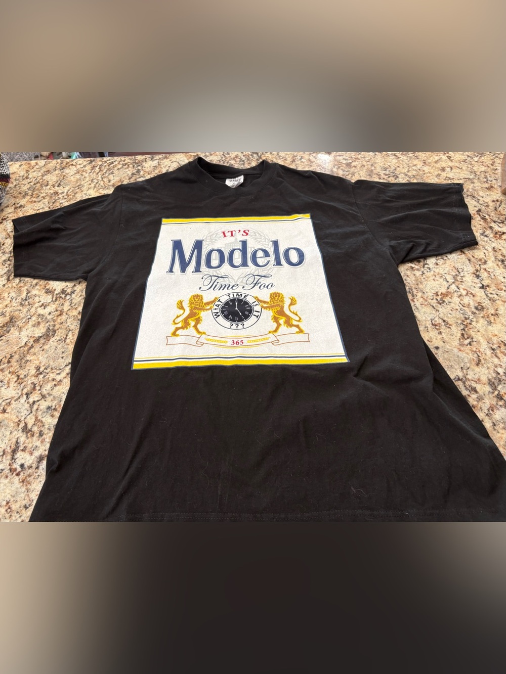 New Black Modelo Cerveza Beer It's Modelo Time Foo T Shirt Mens Sz Large Foo Dog